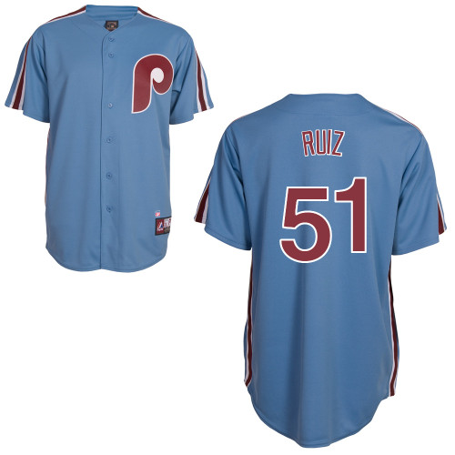 Carlos Ruiz #51 mlb Jersey-Philadelphia Phillies Women's Authentic Road Cooperstown Blue Baseball Jersey